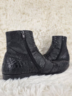 Black Python-Embossed Boots