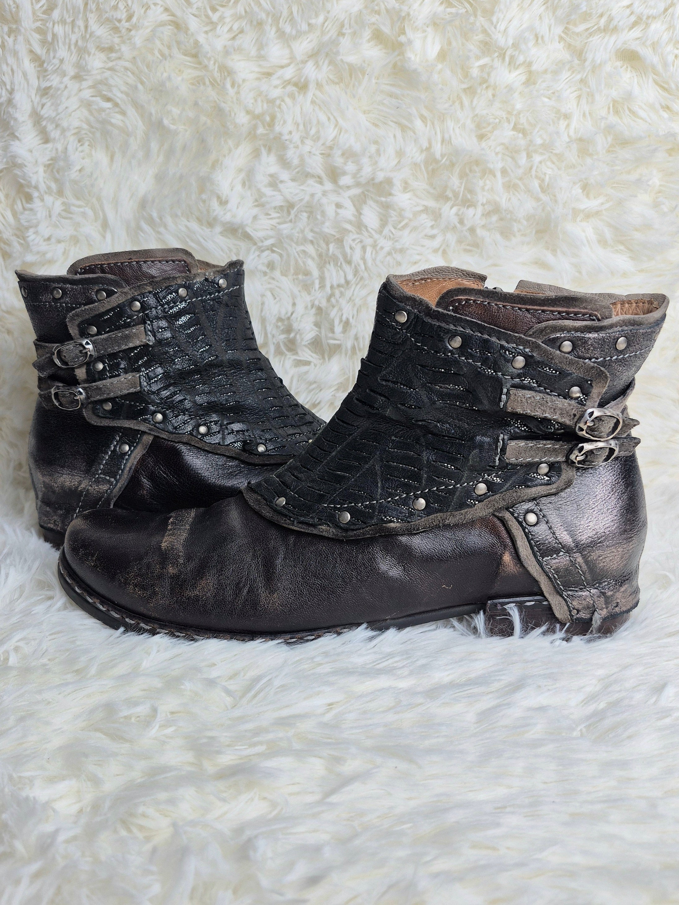 Italian Leather Patched Boots