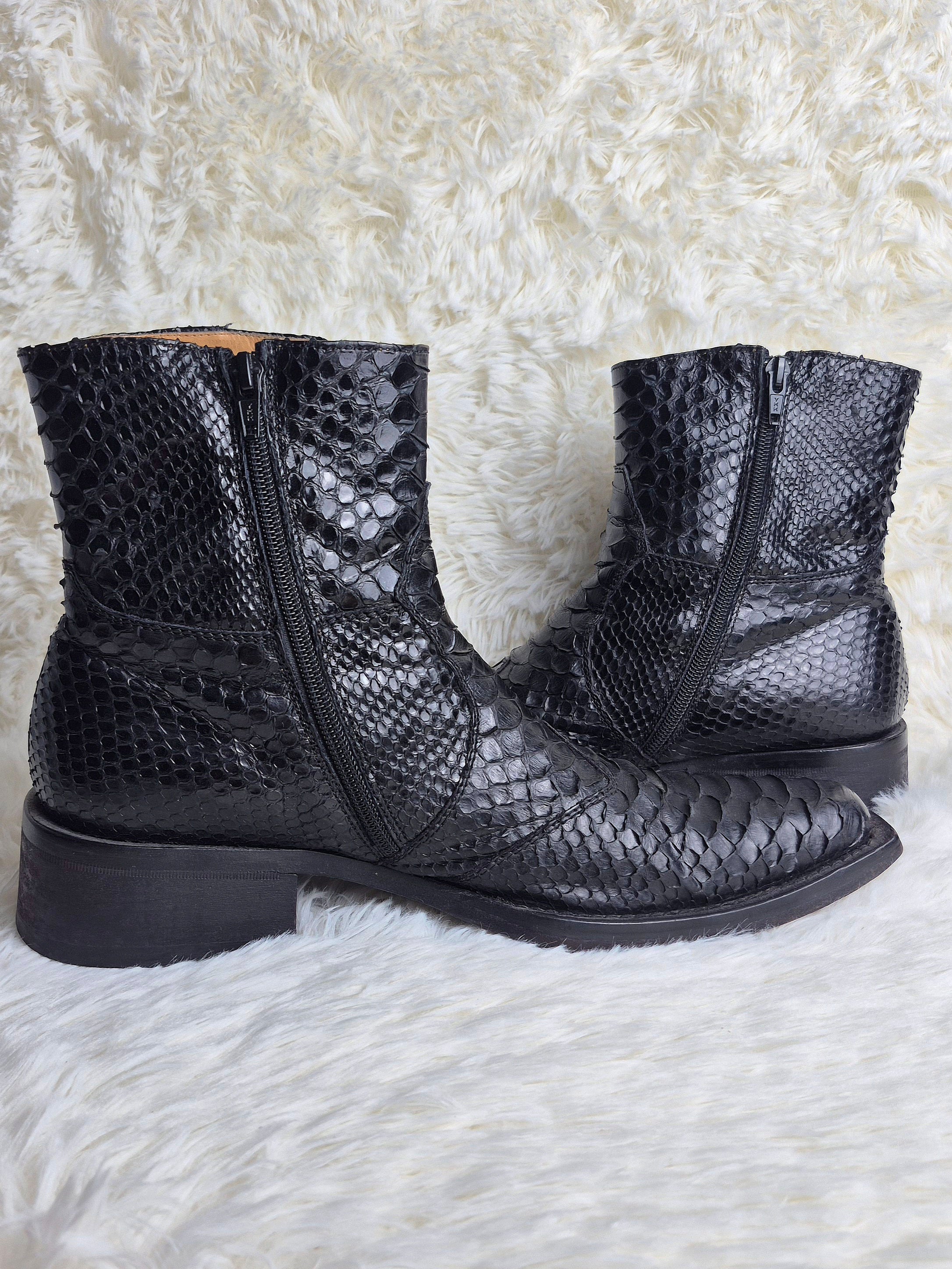 Italian Black Python Boots