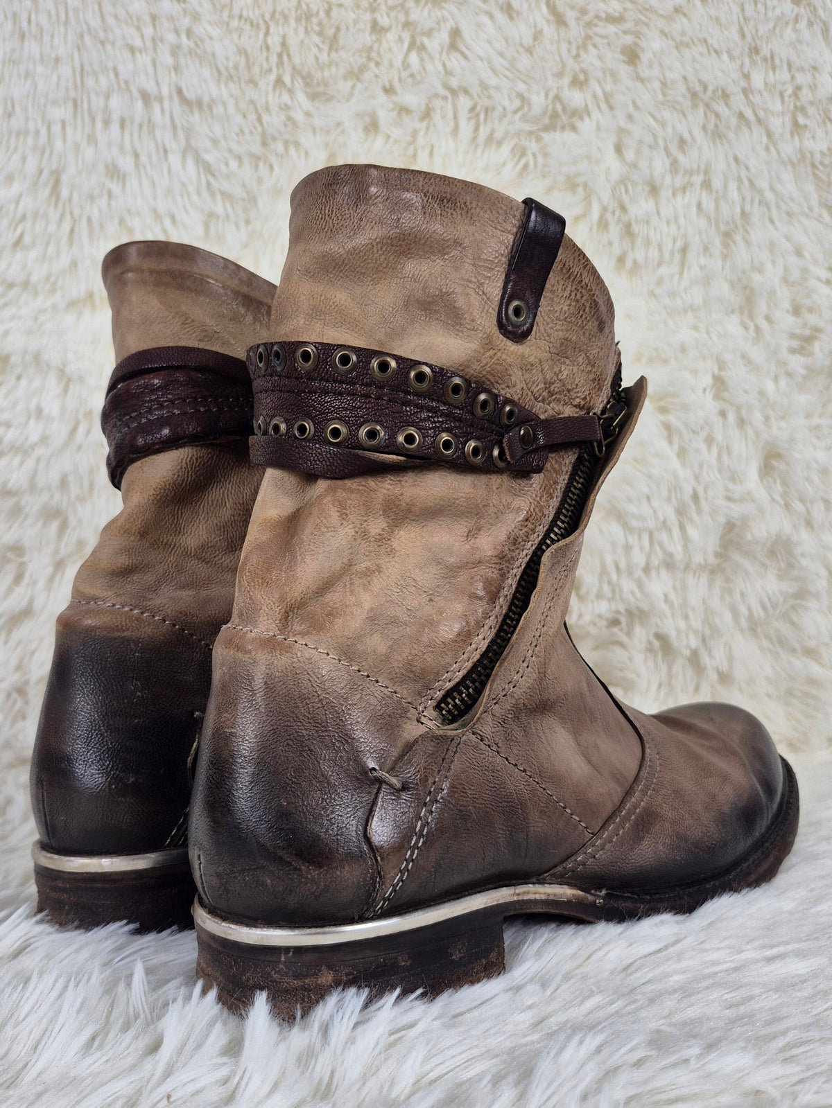 A.S.98 Slouched Double Zipper Boots
