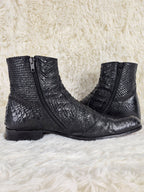 Black Python-Embossed Boots