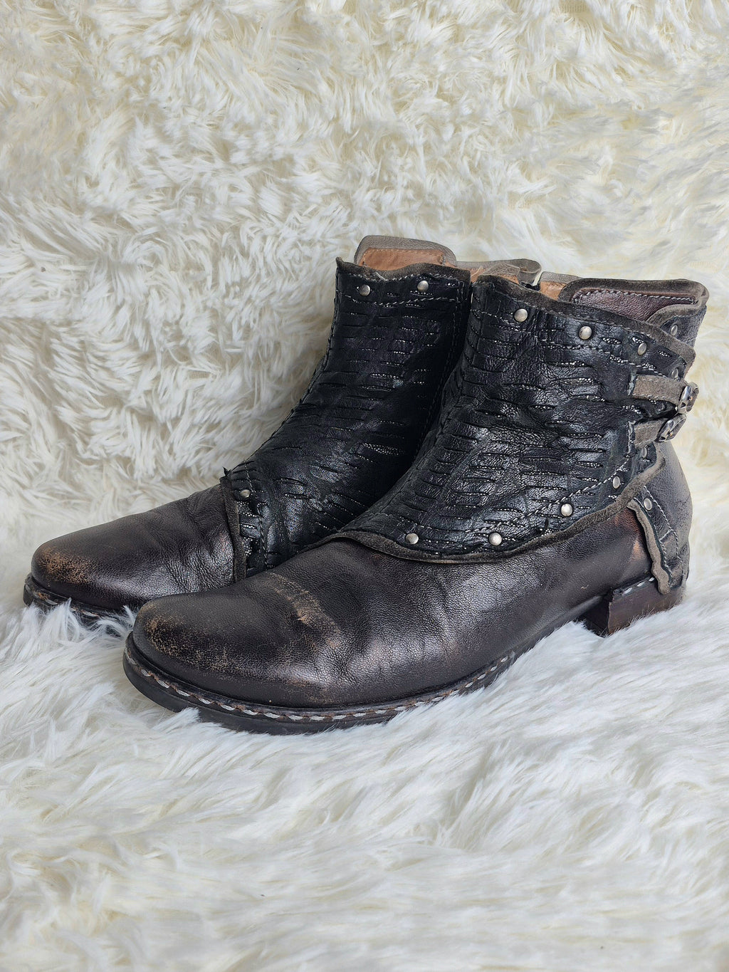 Italian Leather Patched Boots
