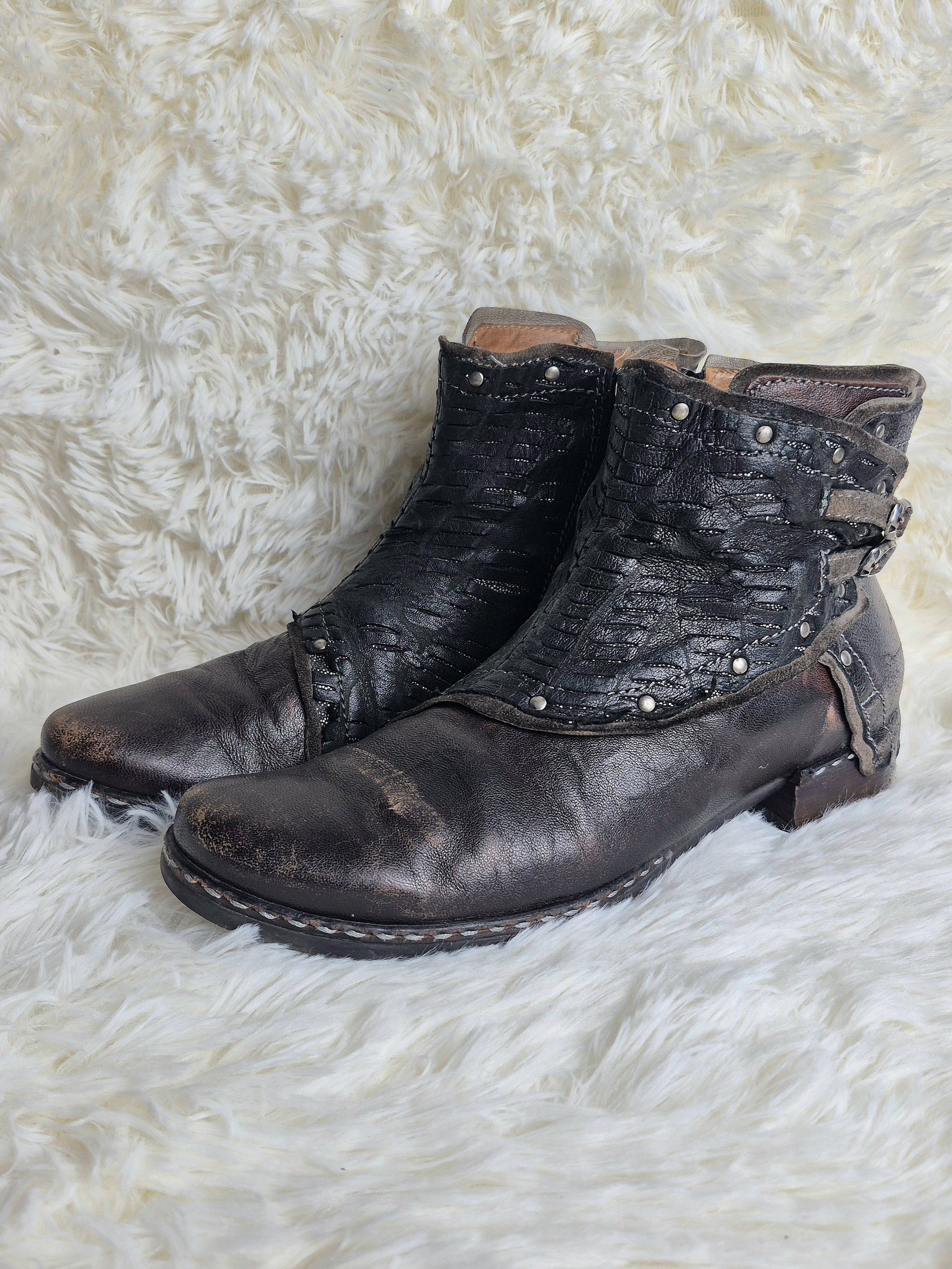 Italian Leather Patched Boots