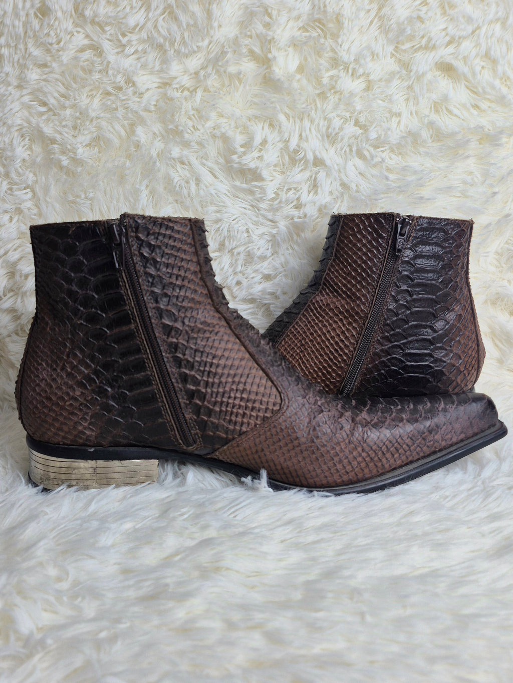New Rock Steel Heel Python Boots