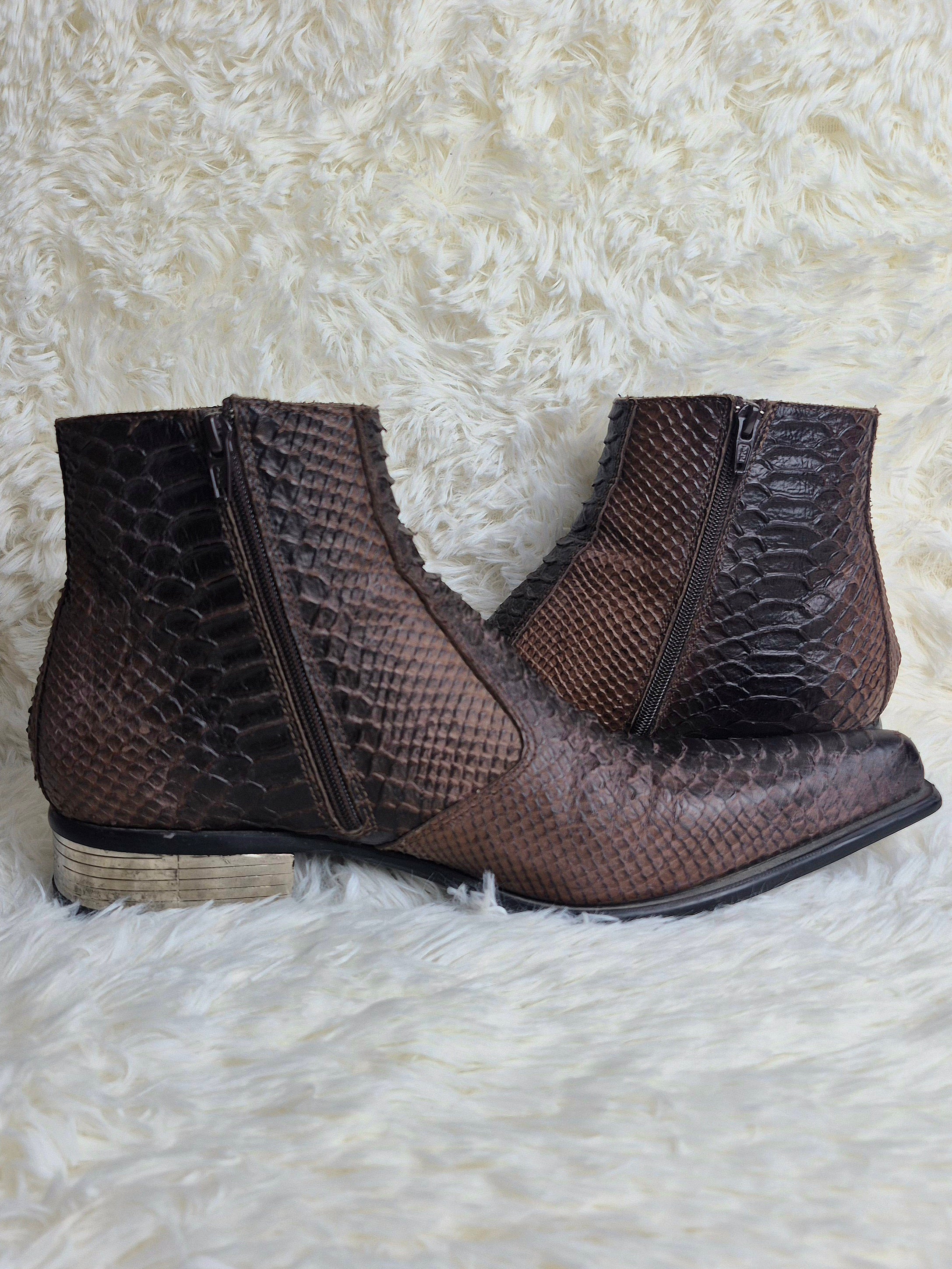 New Rock Steel Heel Python Boots